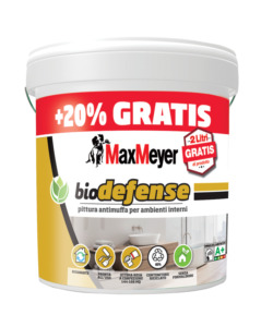 PITTURA ANTIMUFFA PRONTA ALL'USO MAX MEYER "BIODEFENCE" COLORE BIANCO, 10LT + 2LT OMAGGIO